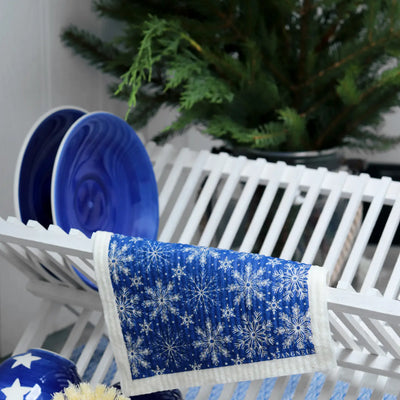 Asthetic Living | Swedish Dishcloth - Snowflakes - Blue