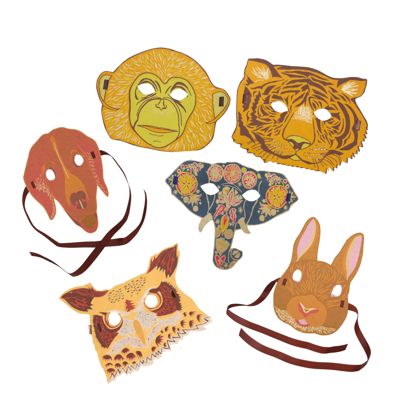 East End Press | Animal Fancy Dress Face Masks - Set of 6