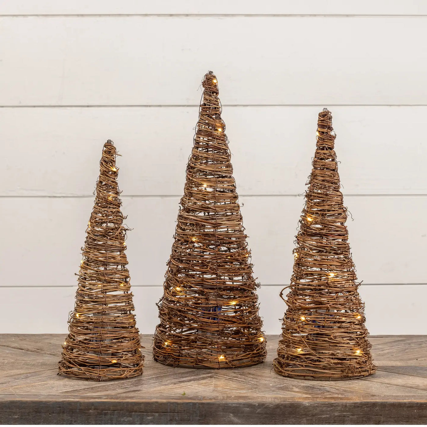 Ragon House | Lighted Grapevine Cone Trees Set of 3