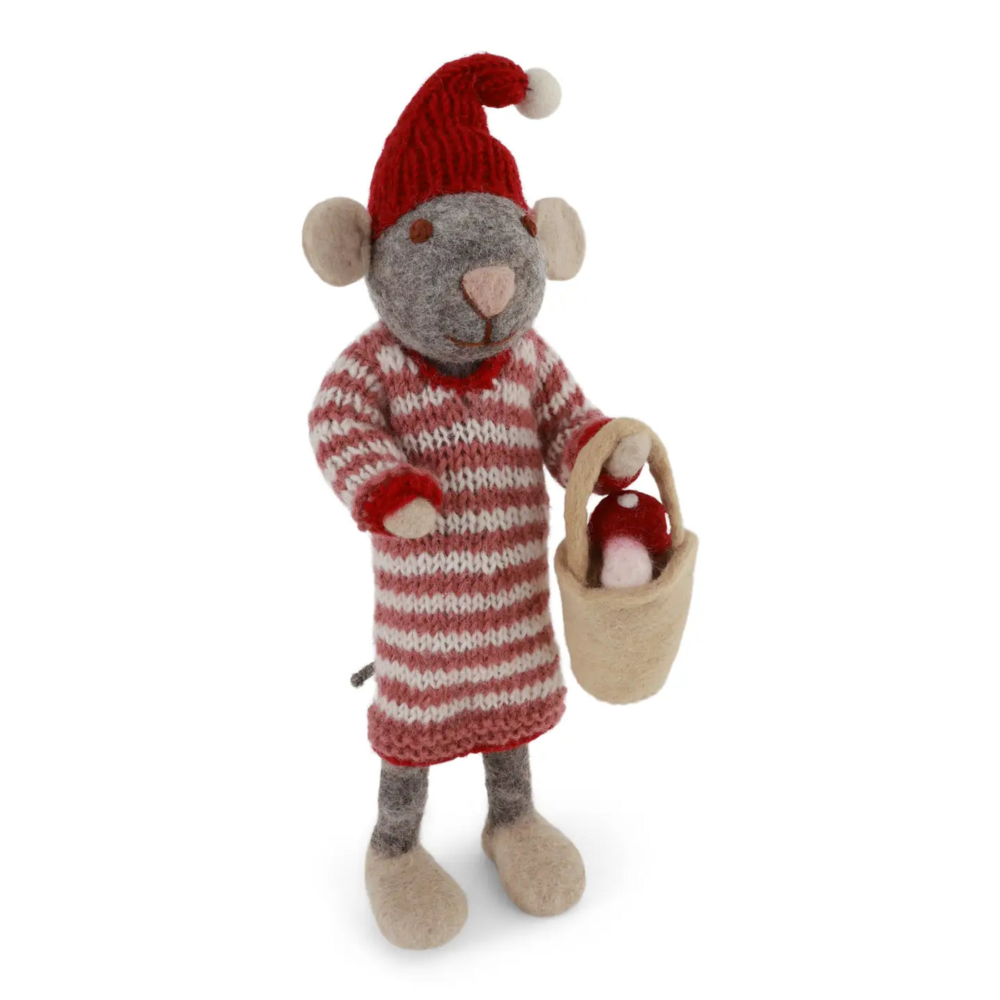 Gry and Sif | Big Grey Girly Mouse in Dress w/Mushroom in Bucket