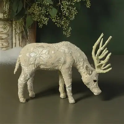 HomArt | Scandinavian Stag Grazing - Sm - Embroidered White