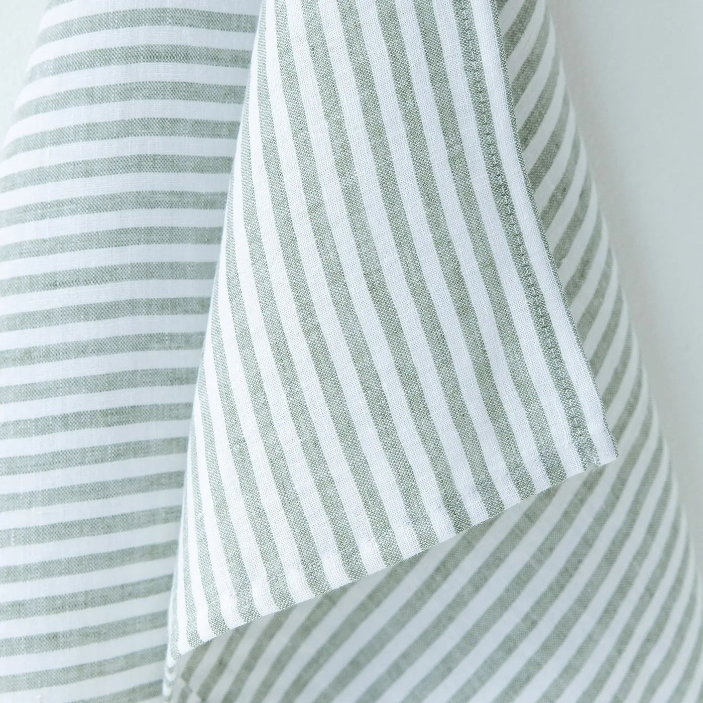 Magic Linen | Linen tea towel in Striped in Forest Green