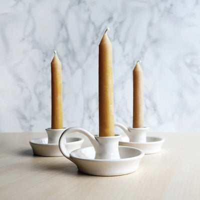 Stuck In The Mud Pottery | Ceramic Candle Holder - White