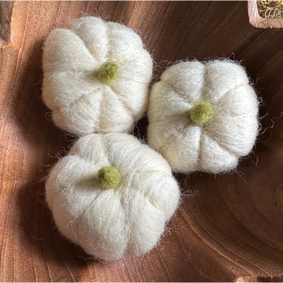 House of Moss | Felted wool pumpkins, Snowberry White (Single Unit)