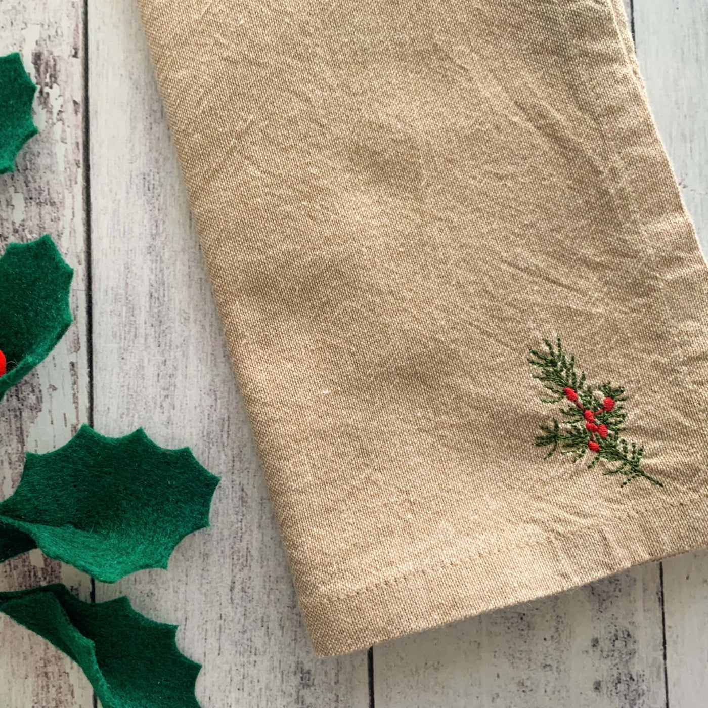 Dot & Army | Winter Bough Natural Cotton Cloth Napkins, set of four