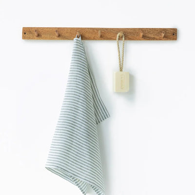 Magic Linen | Linen tea towel in Striped in Forest Green