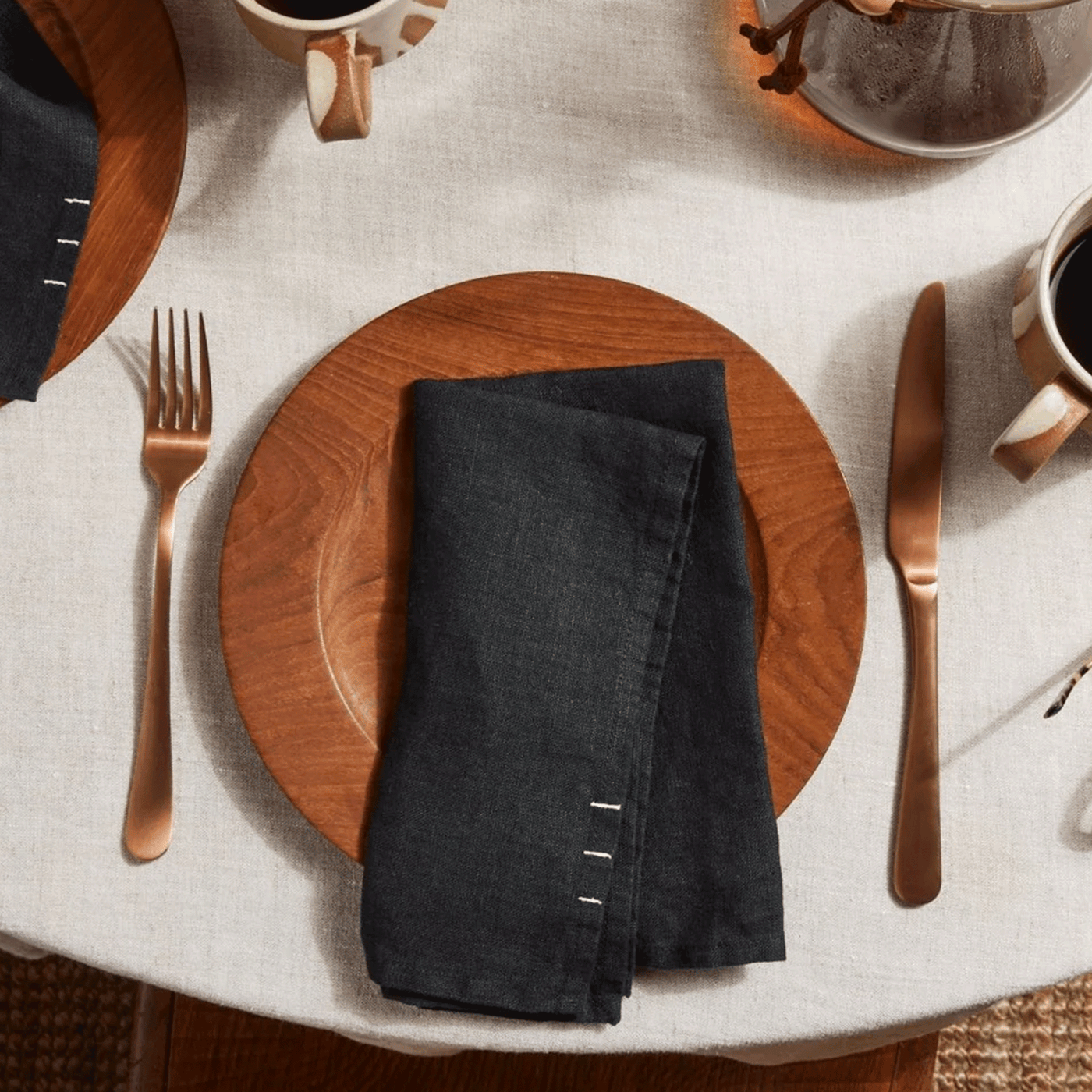 Celina Mancurti | Black Linen Napkins - Set of 2