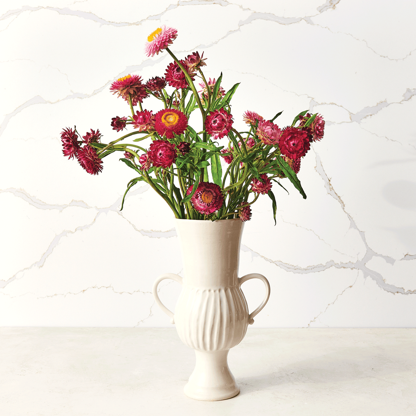 Watercourse Clay | Chattered Pedestal vase with handles
