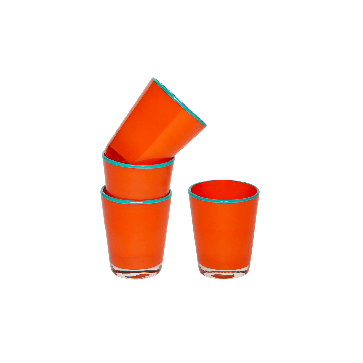 Caravan | Summer Glass - 9oz, Set of 4 (Orange / Turquoise)