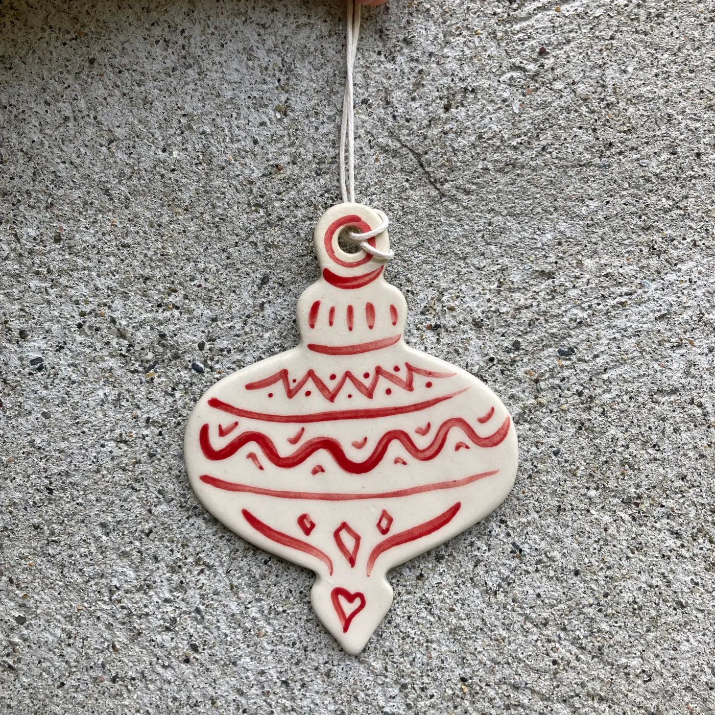 Alicja Ceramics | Scandinavian Style Ceramic Christmas Ornament, Red, Retro