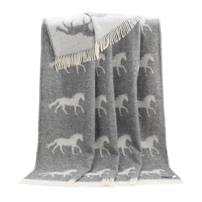 J. J. Textile | Horse Soft Grey Pure Wool Throw