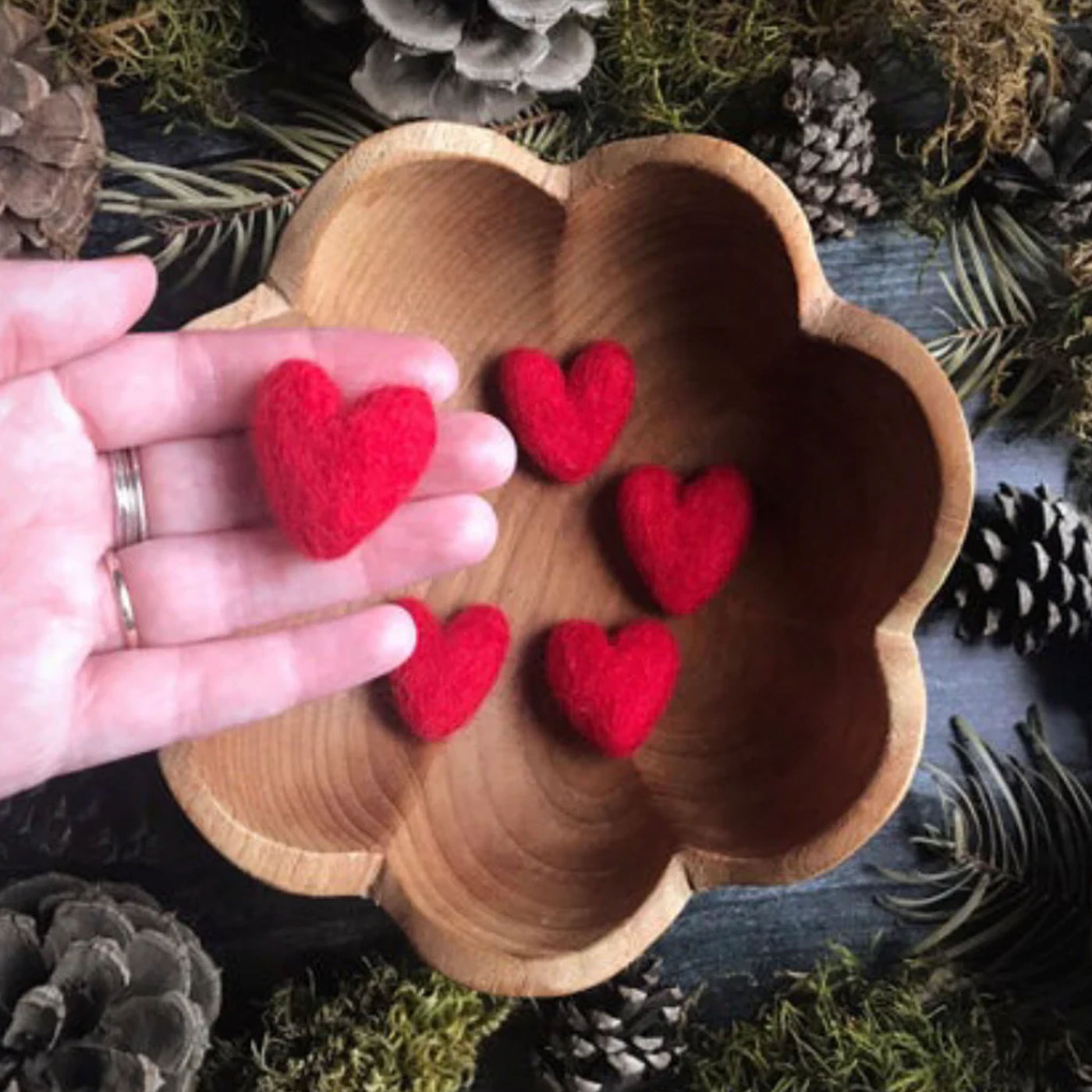 House of Moss | Felted wool hearts (1 Unit)