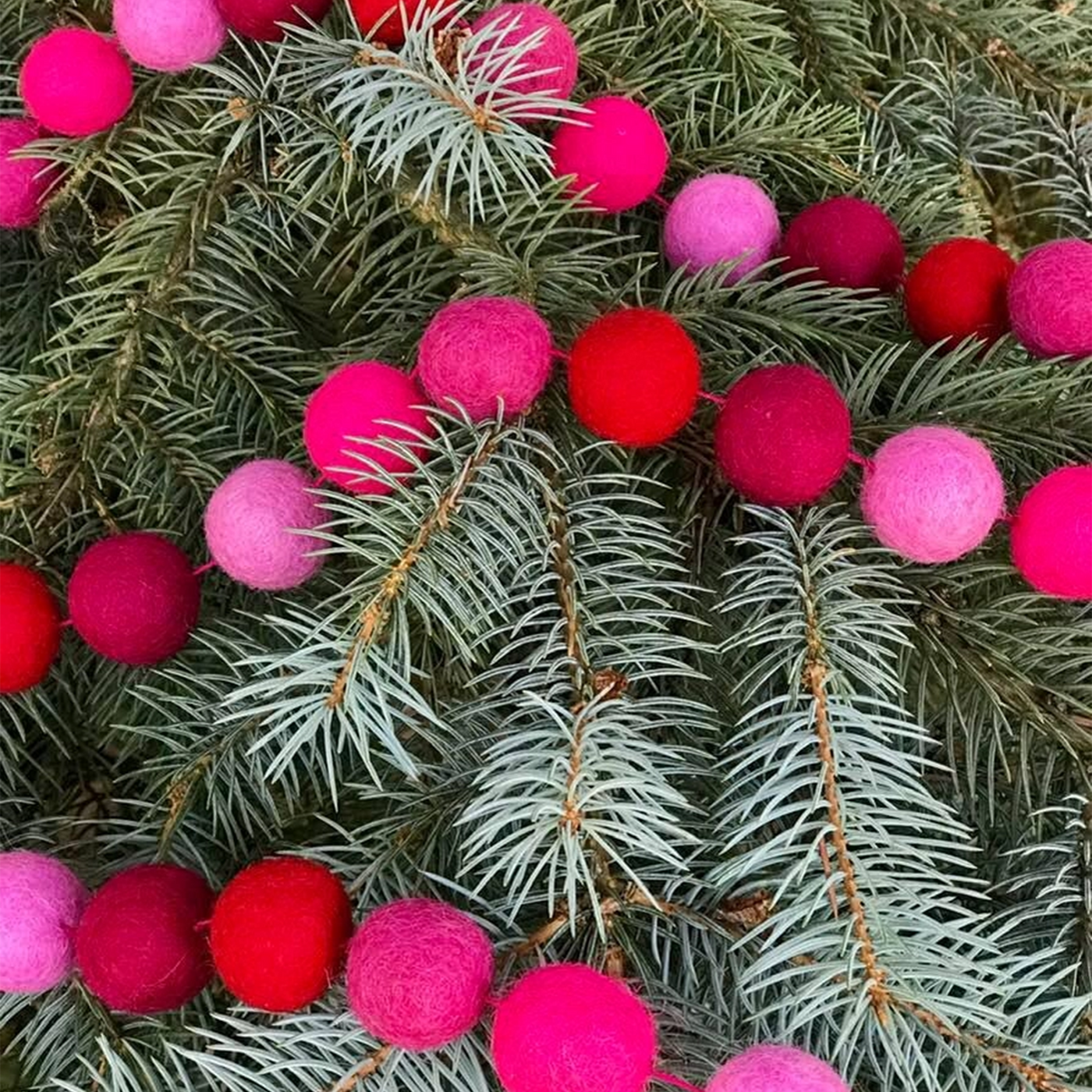 Winding Road | Felt Garland Balls - Hot Pink Felt Balls