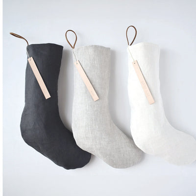 Celina Mancurti | Iron Linen Stocking | "Joy" Leather Hang Tag
