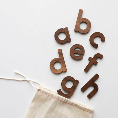 Gladfolk | Wooden Alphabet Set • Wood Letters & Movable Alphabet in Walnut