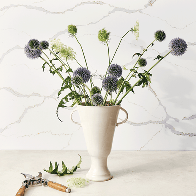 Watercourse Clay | Oval pedestal Vase with Handles