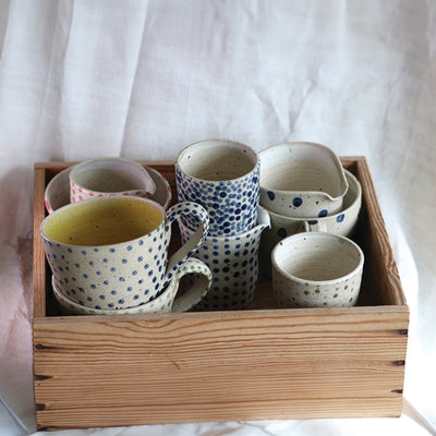 Polli Pots | Large navy- dot mugs