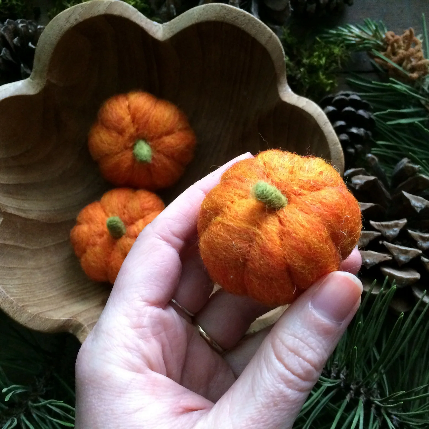 House of Moss | Felted wool pumpkins, Salamander Orange (Single Unit)