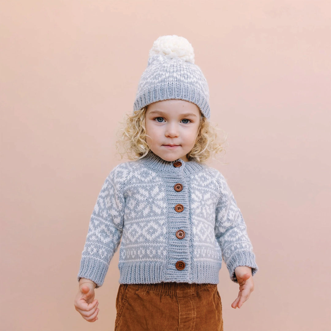 The Blueberry Hill Snowflake Cardigan Bowie Grey Forest Field Collective
