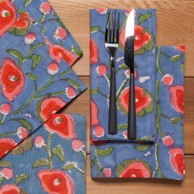 Danica Heirloom | Poppy Block Print Napkins Set of 4