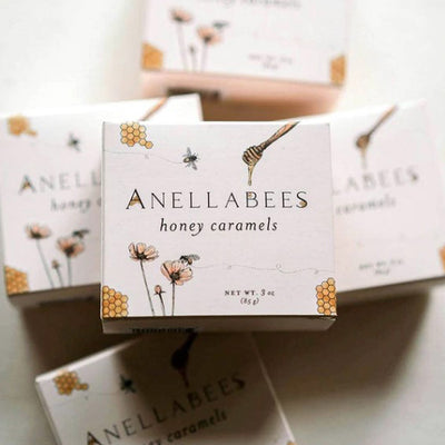 Boxes of Anellabees honey caramels