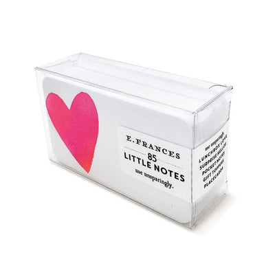 box of notes with pink heart on container