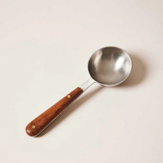 coffee scoop with wooden handle