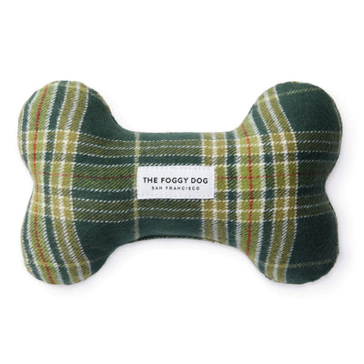 mossy colored bone shaped squeaky dog toy 