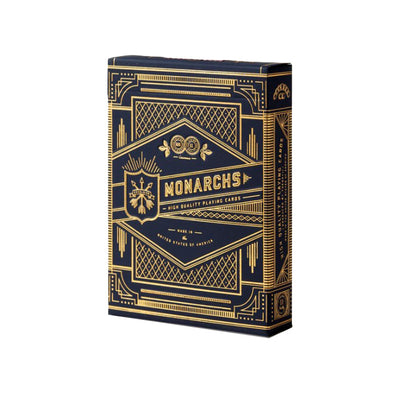 blue and gold box of playing cards
