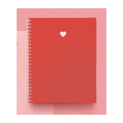 red notebook with white heart